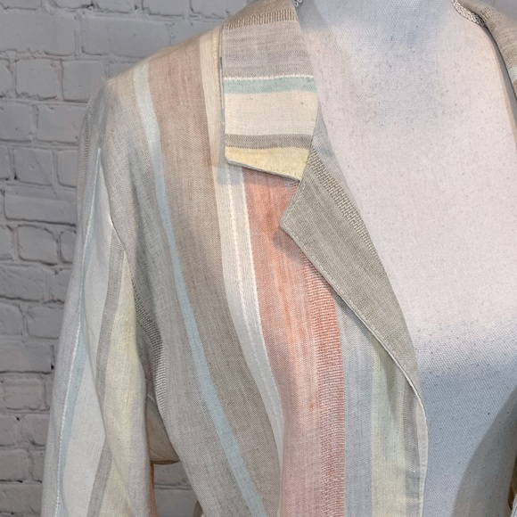 Blazer Linen Look Pastel Stripes-No Tag - Picture 2 of 3
